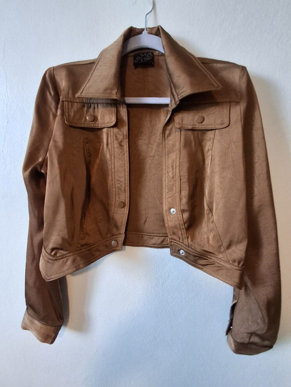 Cropped Women's Satin Jacket - Brown